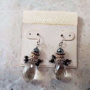 Sterling Silver Crystal Beaded Dangling Statement Earrings
